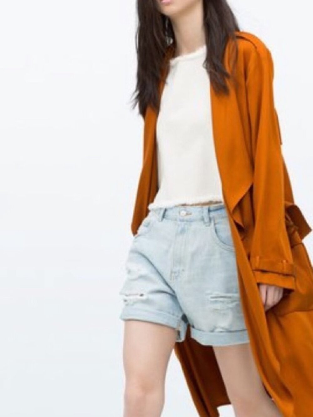 ZARA | Burnt Orange Lightweight Trench Coat - Small - Picture 2 of 8